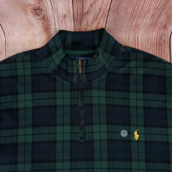 NWT Polo Ralph Lauren Estate Rib Mens 3XLT 1/4 Zip Green Tartan Plaid Sweater - Picture 5 of 15